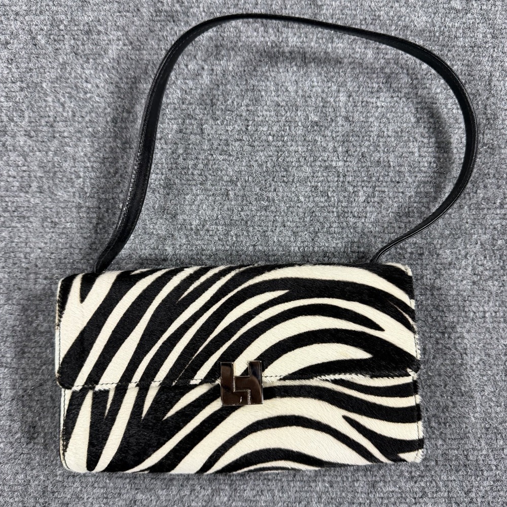 Lambertson Truex Handbag Calf Hair Zebra Print Shoulder Strap Italy Luxury